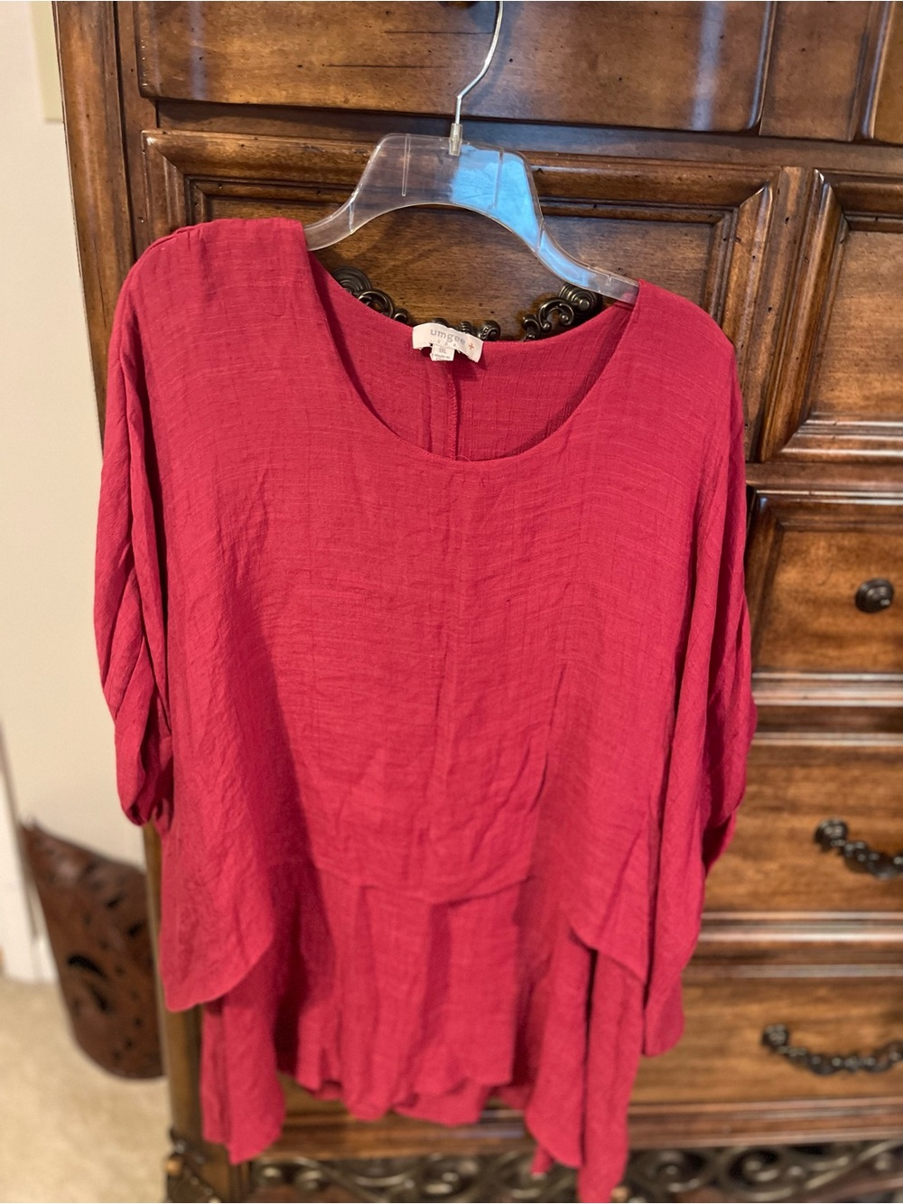 Umgee Cranberry Red Scoop Neck Tunic